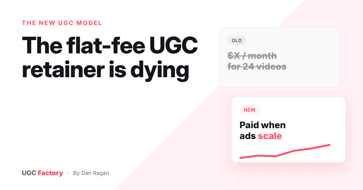The flat-fee UGC retainer is dying: old flat monthly fee versus pay when ads scale