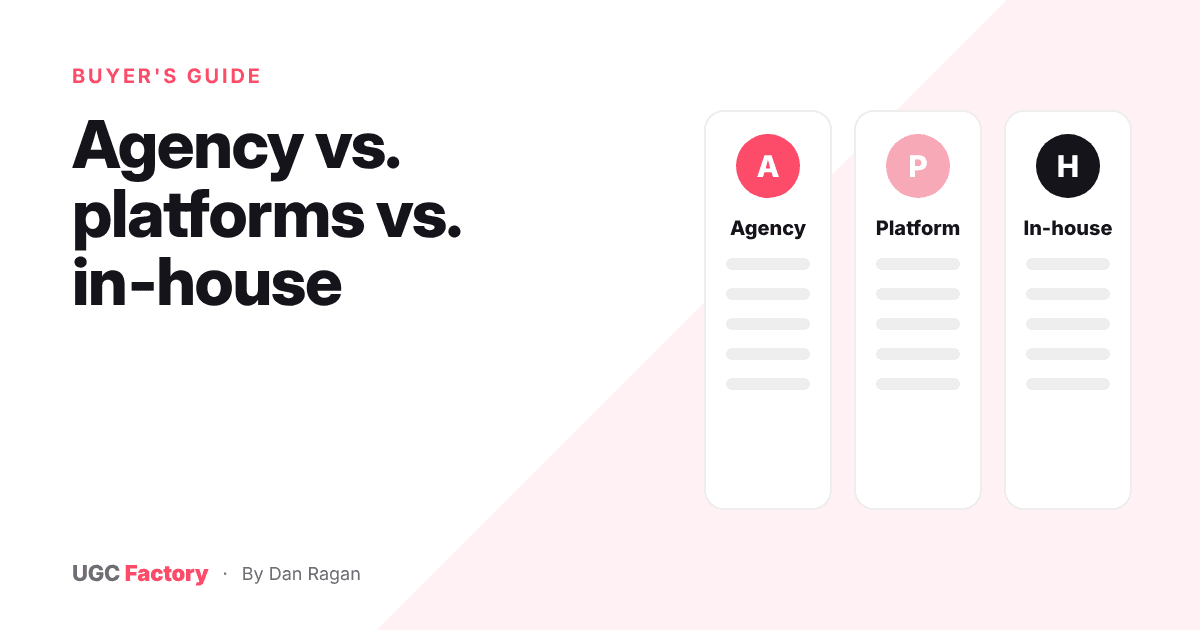 Comparing a UGC agency, a creator platform and an in-house team